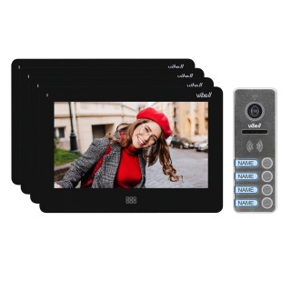 VIDEO-OVIPUHELIN  | Door Bels // VIDEO-OVIPUHELIN HD // Zestaw wideodomofonowy 4-rodzinny, bezsłuchawkowy kolor, LCD 7", dotykowy, menu OSD, pamięć, gniazdo na kartę SD, DVR, sterowanie bramą, czarny, FELIS MEMO MULTI4