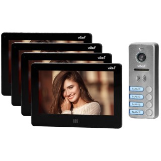 Doorpfones | Door Bels // Video doorphones HD // Zestaw wideodomofonowy 4-rodzinny, bezsłuchawkowy kolor, LCD 7", dotykowy, menu OSD, pamięć, gniazdo na kartę SD, DVR, sterowanie bramą, czarny, FELIS MEMO MULTI4