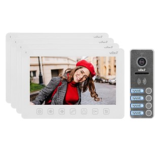 Doorpfones | Door Bels // Video doorphones HD // Zestaw wideodomofonowy 4-rodzinny, bezsłuchawkowy, kolor,  LCD 7", menu OSD, sterowanie bramą, biały NOVEO MULTI4