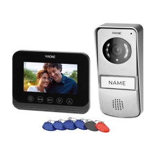 Doorpfones | Door Bels // Video doorphones HD // Zestaw wideodomofonowy bezsłuchawkowy, kolor, 4,3" LCD,  z czytnikiem breloków zbliżeniowych, czarny, ENIF RFID