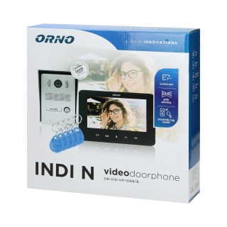 VIDEO-OVIPUHELIN  | Door Bels // VIDEO-OVIPUHELIN HD // Zestaw wideodomofonowy bezsłuchawkowy, kolor,  LCD 7", z czytnikiem breloków zbliżeniowych, interkom, natynkowy, INDI N