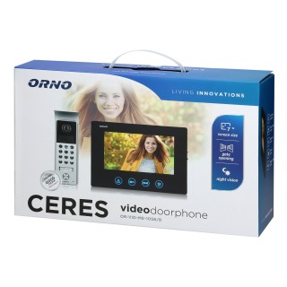 Video-Fonolukod  | Door Bels // Video-Fonolukod HD // Zestaw wideodomofonowy bezsłuchawkowy, kolor,  LCD 7", z szyfratorem, natynkowy, czarny, CERES