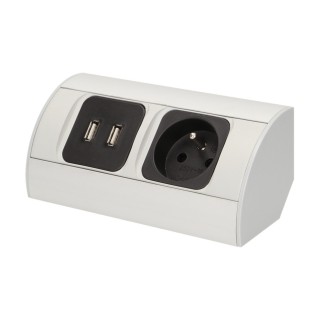 Electric Materials // Furniture electrical switches and sockets, USB sockets // Gniazdo meblowe 1x2P+Z, 2xUSB