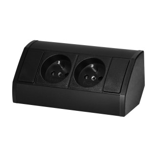 Elektromateriāli // Mēbeļu elektriskie slēdži un rozetes, USB rozetes // Gniazdo meblowe 2x2P+Z, czarne