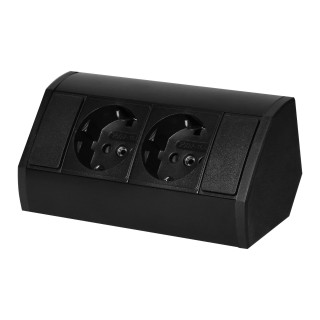 Sähköiset materiaalit // Huonekalujen sähkökytkimet ja pistorasiat, USB-pistorasiat // Gniazdo meblowe 2x2P+Z (Schuko), czarne