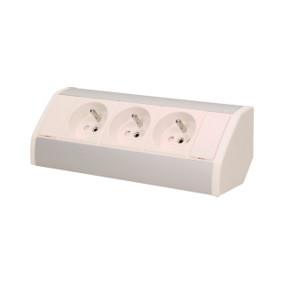 Electric Materials // Furniture electrical switches and sockets, USB sockets // Gniazdo meblowe 3x2P+Z, biało-srebrne