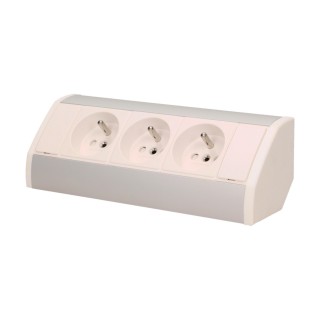 Elektromateriāli // Mēbeļu elektriskie slēdži un rozetes, USB rozetes // Gniazdo meblowe 3x2P+Z, biało-srebrne