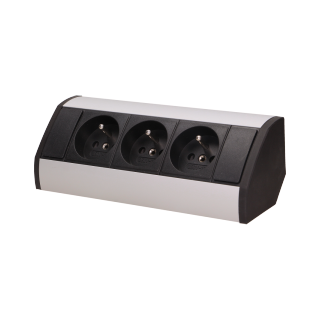 Elektromateriāli // Mēbeļu elektriskie slēdži un rozetes, USB rozetes // Gniazdo meblowe 3x2P+Z, czarno-srebrne