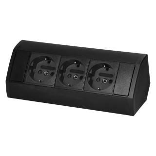 Elektros prekės // Baldų elektros jungikliai ir lizdai, USB lizdai // Gniazdo meblowe 3x2P+Z (Schuko), czarne
