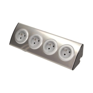 Elektromateriāli // Mēbeļu elektriskie slēdži un rozetes, USB rozetes // Gniazdo meblowe kuchenne 4x2P+Z, montaż na rzepy, INOX