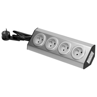 Elektromateriāli // Mēbeļu elektriskie slēdži un rozetes, USB rozetes // Gniazdo meblowe, kuchenne  montowane na rzepy 4x2P+Z INOX z przewodem 1,5m.