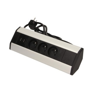 Elektrimaterjalid // Mööbli elektrilülitid ja pistikupesad, USB pistikupesad // Gniazdo meblowe z ładowarką USB i przewodem 1,8m, 3x2P+Z, 2xUSB