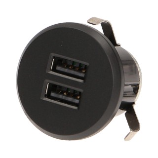 Electric Materials // Furniture electrical switches and sockets, USB sockets // Ładowarka 2xUSB wpuszczana w blat, czarna