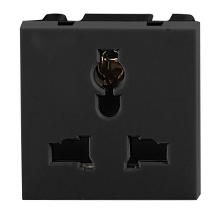 Electric Materials // Furniture electrical switches and sockets, USB sockets // NOEN UK, gniazdo modułowe 45x45mm 3-pinowe multifunkcjonalne, 10A, 250V, czarne
