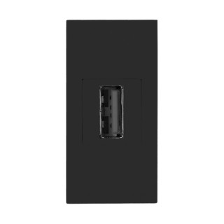 Elektromateriāli // Mēbeļu elektriskie slēdži un rozetes, USB rozetes // NOEN USB data, gniazdo modułowe 22,5x45mm USB data 2.0, przelotka, czarne