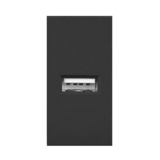 Elektromateriāli // Mēbeļu elektriskie slēdži un rozetes, USB rozetes // NOEN USB, port modułowy 22,5x45mm z ładowarką USB, 2,1A 5V DC, czarne