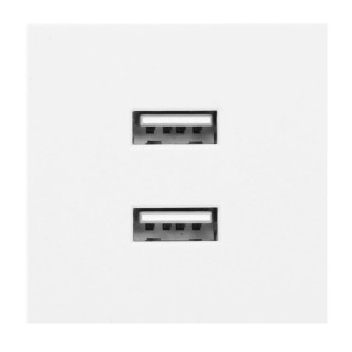 Electric Materials // Furniture electrical switches and sockets, USB sockets // NOEN USB x 2, podwójny port modułowy 45x45mm z ładowarką USB, 2,1A 5V DC, biały