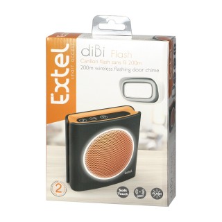 Domofoni (namruņi) | Durvju zvani // Durvju Zvani // Dzwonek bezprzewodowy, bateryjny EXTEL diBi Flash Soft, czarno pomarańczowy