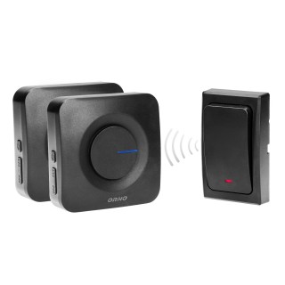 Video-Fonolukod  | Door Bels // Door Bels // Dzwonek bezprzewodowy ONDO 2 AC, sieciowy, z 2 odbiornikami 1 przyciskiem bezbateryjnym, learning system, 36 dźwięków, 200m, czarny