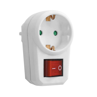 Electric Materials // Сlearance sale // Adapter 1x2P+Z (Schuko) z włącznikiem, biały