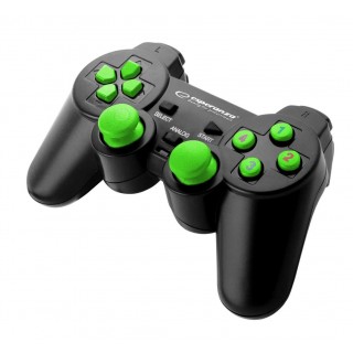 Pārslēdzēji un kontrolspuldzes // Vadības sviras // EGG102G Gamepad PC USB Warrior czarno-zielony Esperanza