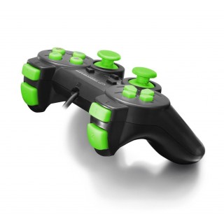 Pārslēdzēji un kontrolspuldzes // Vadības sviras // EGG102G Gamepad PC USB Warrior czarno-zielony Esperanza