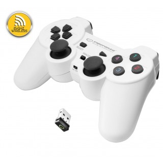 Pārslēdzēji un kontrolspuldzes // Vadības sviras // EGG108W Gamepad bezprzewodowy PC/PS3 USB Gladiator biało-czarny