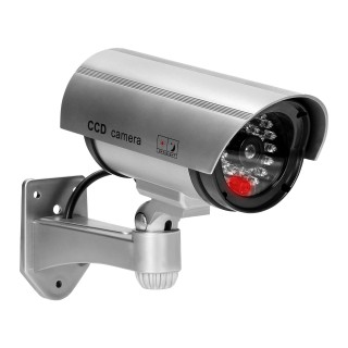 Videonovērošanas kameru sistēmas // Kameru aksesuārs // Atrapa kamery monitorującej CCTV, bateryjna, srebrna