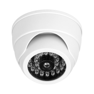 Videonovērošanas kameru sistēmas // Kameru aksesuārs // Atrapa kamery monitorującej z podczerwienią CCTV, bateryjna, MINI, biała
