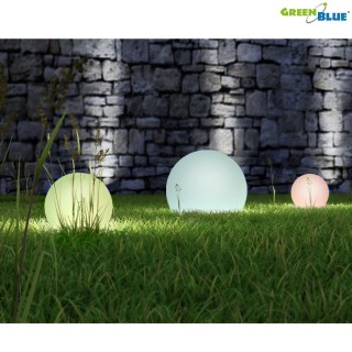 Светодиодное oсвещение // New Arrival // Solarna lampa GreenBlue, wolnostojąca, ogrodowa, kula 25x25x58cm, RGB LED, GB165