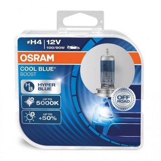 Apgaismojums LED // Auto spuldzes // Żarówka halogenowa osram h4 12v 100/90w p43t cool blue boost 5500k / 2szt.