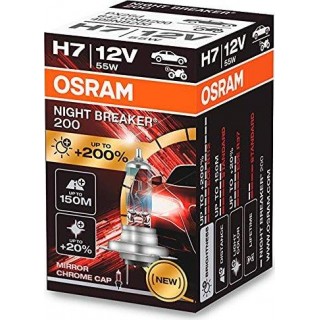 Apgaismojums LED // Auto spuldzes // Żarówka halogenowa osram h7 12v 55w px26d night breaker 200 /1 szt./
