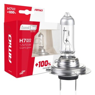 LED valgustus // Light bulbs for CARS // Żarówki halogenowe h7 12v 55w lumitec silver +100% duo amio-01403