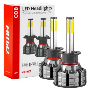 LED valgustus // Light bulbs for CARS // Żarówki samochodowe led seria cob h1 6500k amio-02842