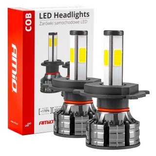 LED valgustus // Light bulbs for CARS // Żarówki samochodowe led seria cob h4 6500k amio-02843