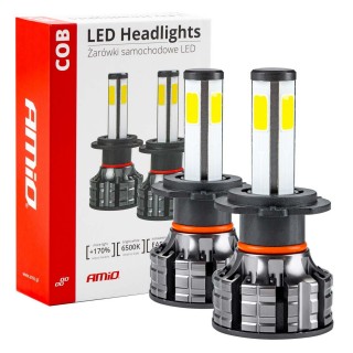 LED valgustus // Light bulbs for CARS // Żarówki samochodowe led seria cob h7 6500k amio-02844