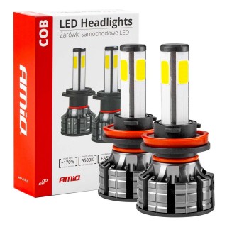 LED Lighting // Light bulbs for CARS // Żarówki samochodowe led seria cob h8 h9 h11 6500k amio-02845