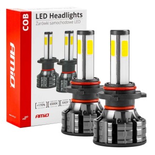 LED valgustus // Light bulbs for CARS // Żarówki samochodowe led seria cob hb4 6500k amio-02847