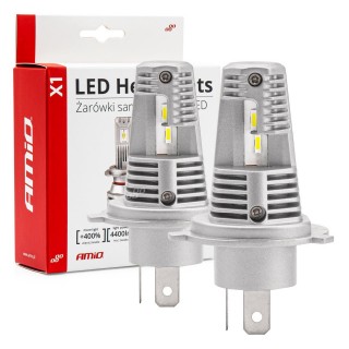 LED apšvietimas // Lemputės AUTOMOBILIMS // Żarówki samochodowe led seria x1 h4/h19 6500k canbus amio-02965