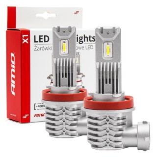 LED valgustus // Light bulbs for CARS // Żarówki samochodowe led seria x1 h8 h9 h11 6500k canbus amio-02967