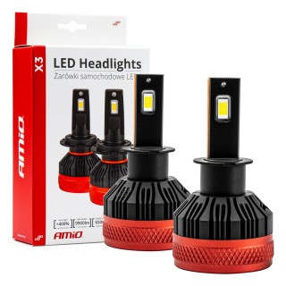 LED Lighting // Light bulbs for CARS // Żarówki samochodowe led seria x3 h3 6500k canbus amio-02978