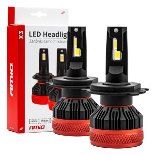 LED-valaistus // Light bulbs for CARS // Żarówki samochodowe led seria x3 h4/h19 6500k canbus amio-2979