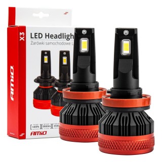 LED valgustus // Light bulbs for CARS // Żarówki samochodowe led seria x3 h8 h9 h11 h16 6500k canbus amio-02981