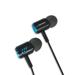 Audio Austiņas / Vadu / Bezvadu // Headphones => In-Ear // EH207KB Esperanza słuchawki douszne metalowe z mikrofonem eh207 czarno-niebieskie