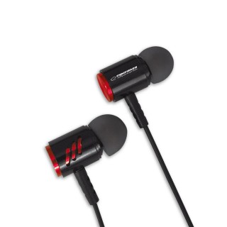 Audio Austiņas / Vadu / Bezvadu // Headphones => In-Ear // EH207KR Esperanza słuchawki douszne metalowe z mikrofonem eh207 czarno-czerwone