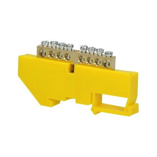 Terminals, distributor and contact blocks and accessories // Wago Connectors and Terminal Blocks // Listwa zaciskowa PE, na szynę TH35, 8 przewodów, żółta