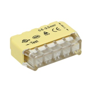 Spailes, terminālu un kontaktu bloki un aksesuāri // Wago Spailes un Terminālbloki // Złączka instalacyjna wciskana 5-przewodowa; na drut 0,75-2,5mm?; IEC 300V/24A  50 szt.