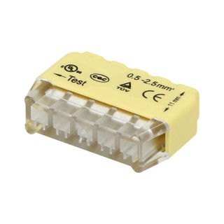 Spailes, terminālu un kontaktu bloki un aksesuāri // Wago Spailes un Terminālbloki // Złączka instalacyjna wciskana 5-przewodowa; na drut 0,75-2,5mm?; IEC 300V/24A; 10 szt.