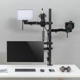 Monitori un projektori // Stiprinājumi un statīvi // Uchwyt na monitor mikrofon kamerę i naświetlacz All-In-One Studio NanoRS,  YouTube, 17"-32", max. 9kg, RS164