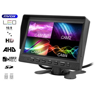 Car and Motorcycle Products, Audio, Navigation, CB Radio // Goods for Cars // Monitor samochodowy lcd 7cali ahd 4pin z funkcją rejestratora 12v 24v